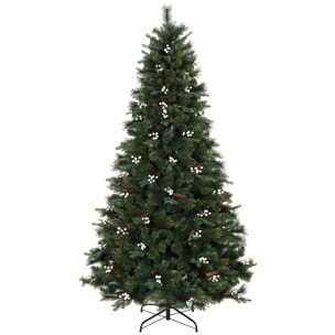 HOMCOM Árbol de Navidad 220 cm, Árbol de Navidad Artificial con 1116 Ramas y Base Metálica Plegable, Frondoso, Montaje Rápido, Sistema con Bisagras, Decoración Navideña para Salón, Interior, Verde