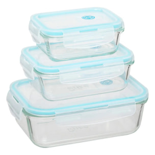 3 petites boîtes rect de conservation verre ClipEat