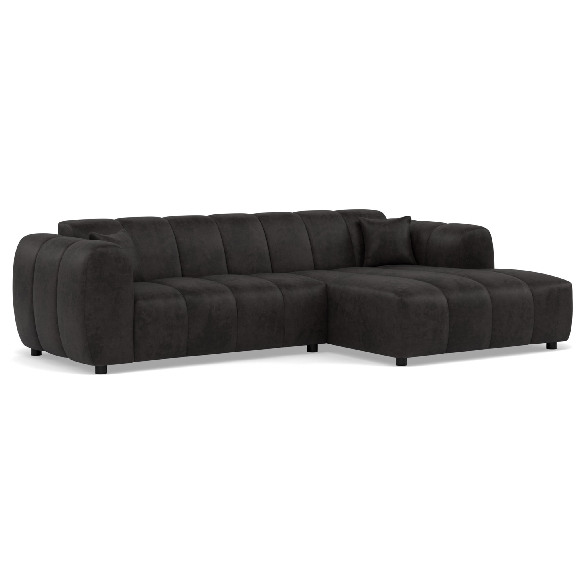 Curtis - canapé d'angle droit 4 places en simili - Noir