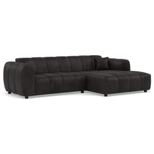 Curtis - canapé d'angle droit 4 places en simili - Noir