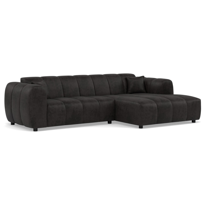 Curtis - canapé d'angle droit 4 places en simili - Noir