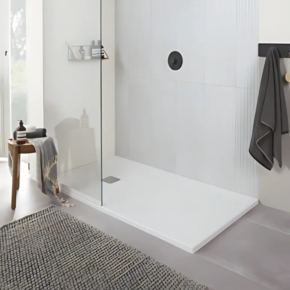 Receveur antidérapant Planeo acrylique stone white