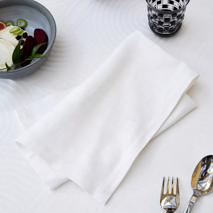 Serviette pur coton 220 g/m² motif jacquard blanc Le cercle blanc