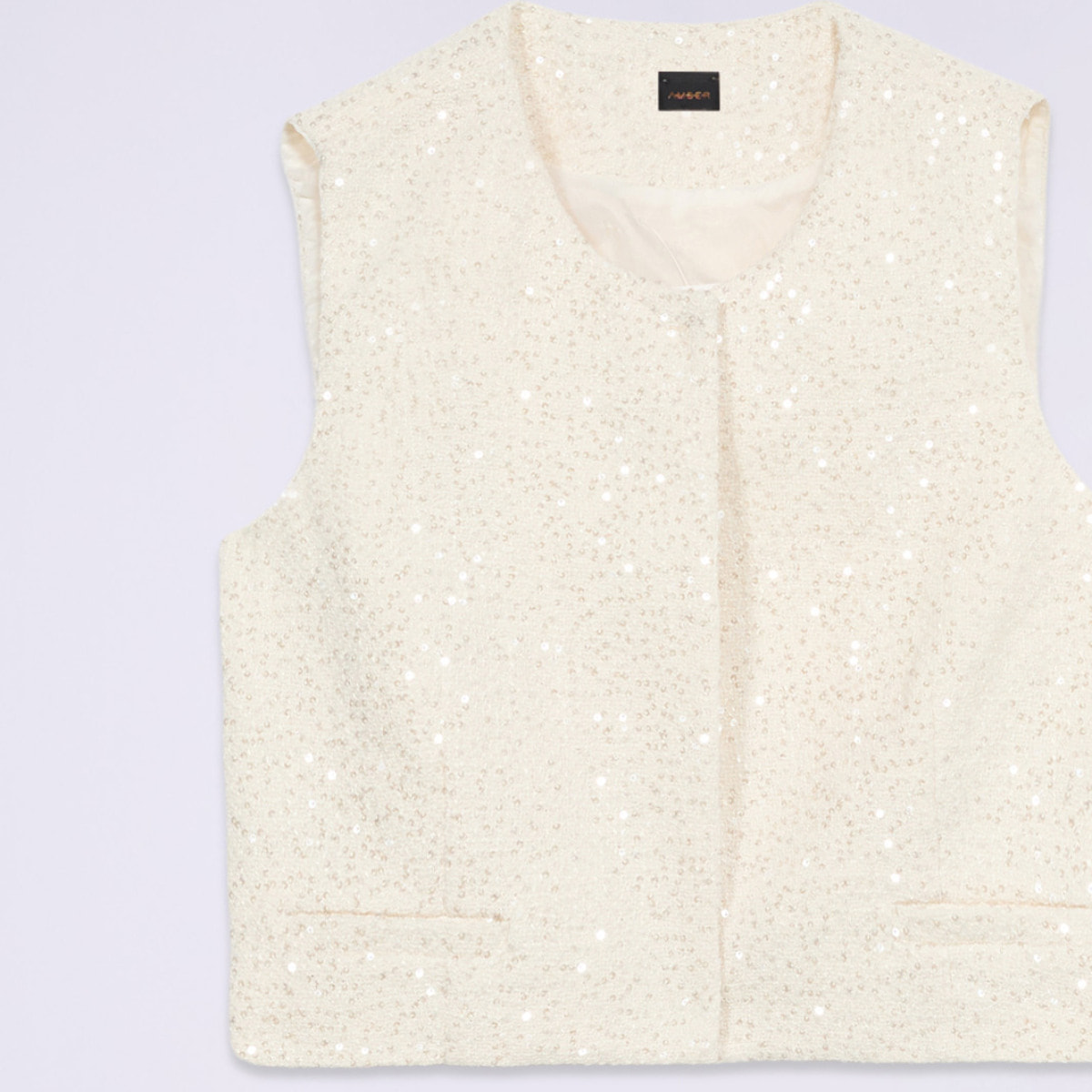 Oltre - Gilet in tessuto con paillettes - Bianco