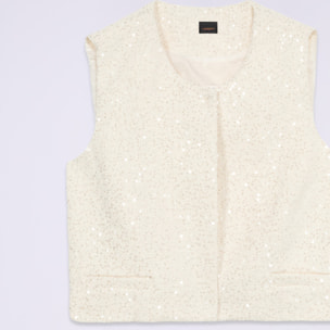 Oltre - Gilet in tessuto con paillettes - Bianco