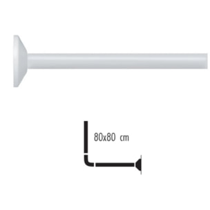 Barre tringle pour rideau de douche d'angle à fixer en Alu MAGIC 80x80cm Blanc Spirella