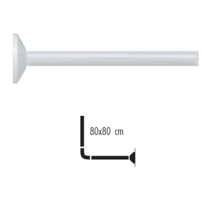 Barre tringle pour rideau de douche d'angle à fixer en Alu MAGIC 80x80cm Blanc Spirella