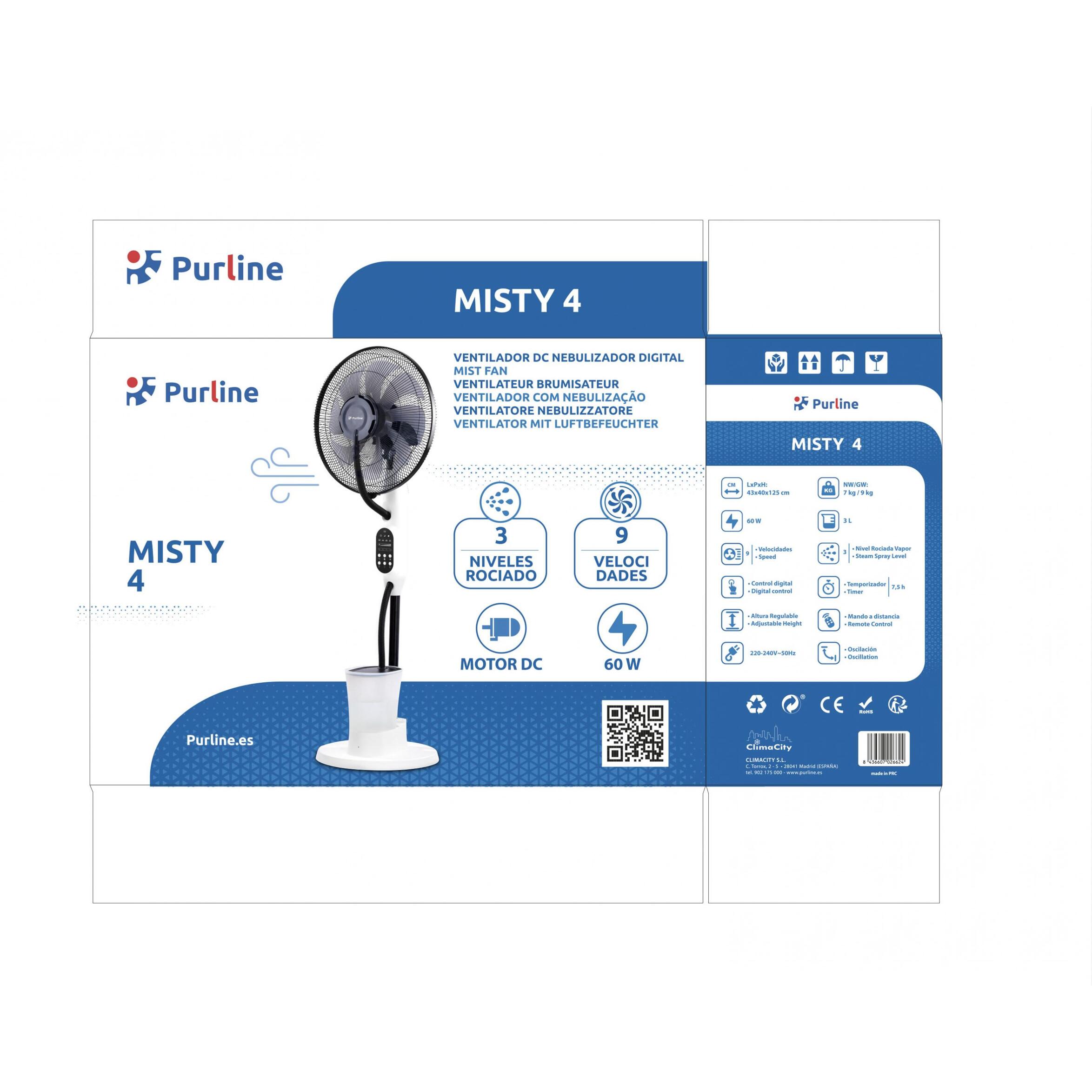 Ventilador Nebulizador DC digital y tanque de 3 L MISTY 4 PURLINE