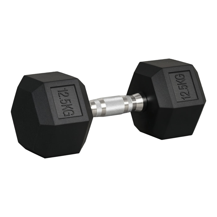 Mancuerna Hexagonal 12,5 kg de Hierro Fundido Pesas de Acero Recubiertas de Goma con Mango Moleteado para Musculación Entrenamiento en Casa Gimnasio