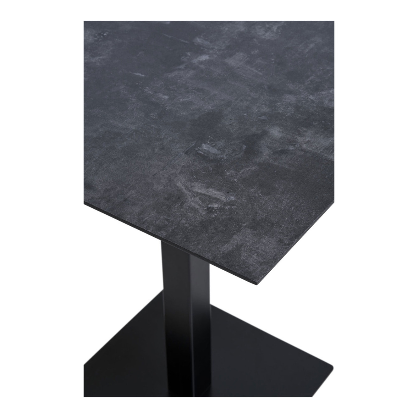 Tavolo bistrot Fano effetto pietra con base in metallo nero 70x70x75 cm