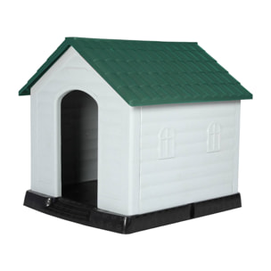 WELL HOME - Caseta para mascotas blanca y negra 107x97x111,7cm Tejado Verde