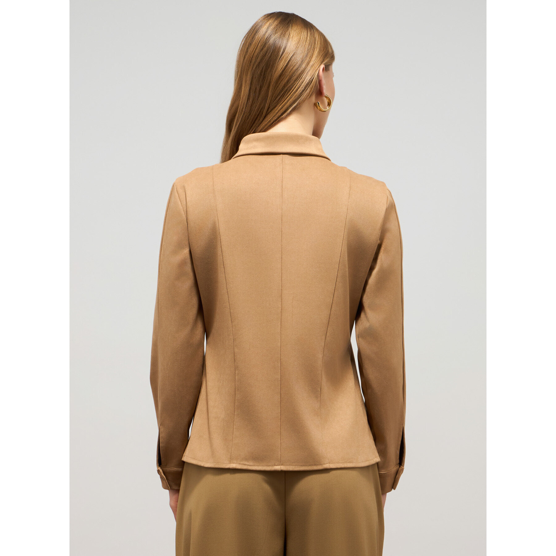 Oltre - Camicia effetto scamosciato con spille - Marrone