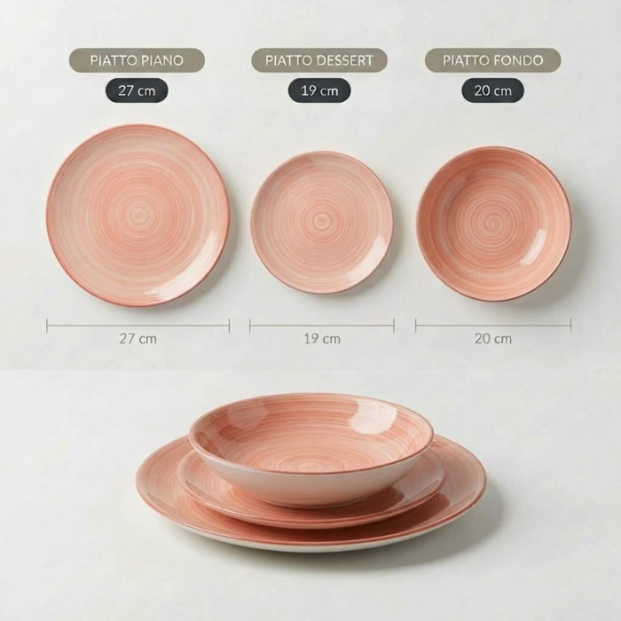 Servizio Tavola da 18 Piatti in Ceramica, lavabile in lavastoviglie e adatto a microonde, Intrecci