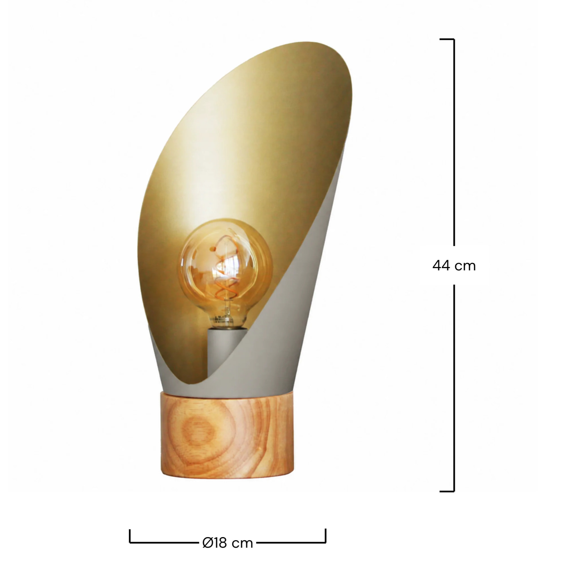 Lampe à poser en métal taupe et bois H44 cm - Spoon