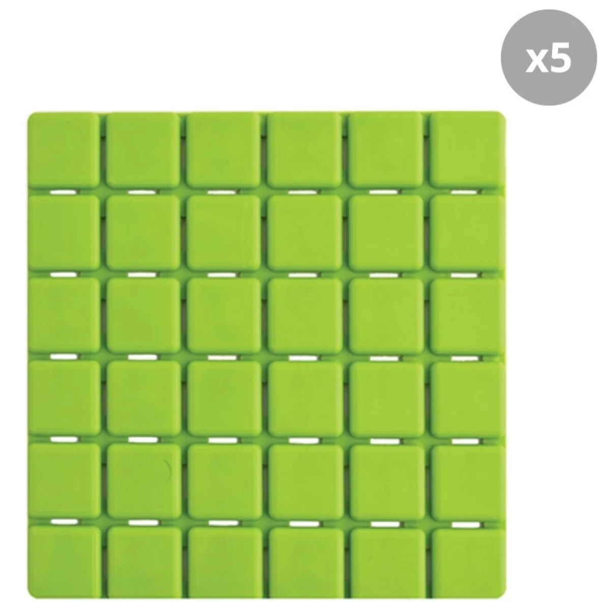 Lot de 5 Tapis antidérapants de douche ou baignoire Caoutchouc QUADRO 13x13cm Pistache MSV