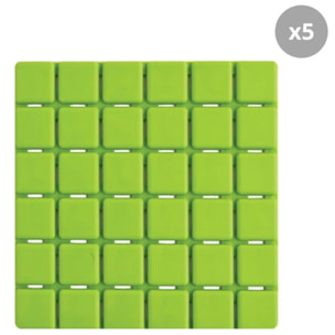 Lot de 5 Tapis antidérapants de douche ou baignoire Caoutchouc QUADRO 13x13cm Pistache MSV