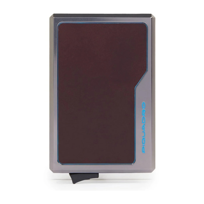 Piquadro Portacarte automatico MagSafe in alluminio e pelle con protezione RFID
