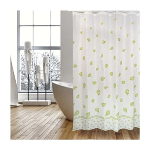 Rideau de douche Polyester SEA SNAILS 180X200cm QUALITE PREMIUM Vert & Blanc - Anneaux inclus MSV