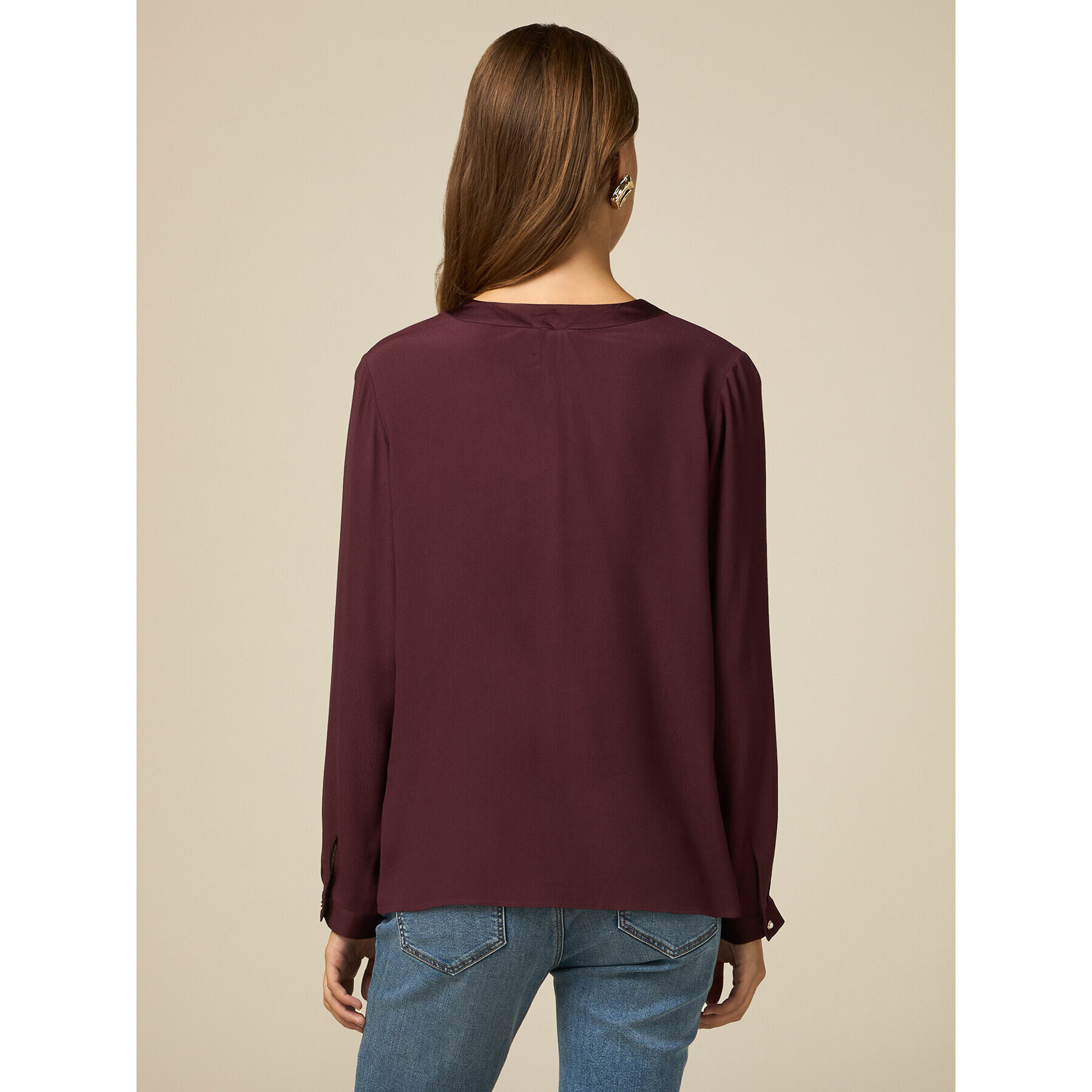 Oltre - Blusa in viscosa crêpe - Bordeaux