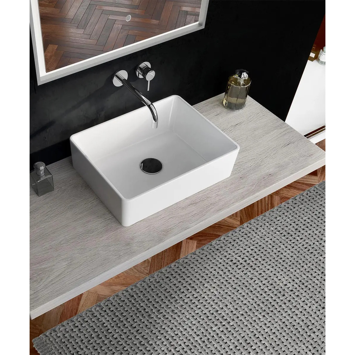 Tappeto bagno CRAZY CEMENTO in microfibra misto cotone, morbido antiscivolo lavabile in lavatrice, tappetino lavabo sanitari bagno