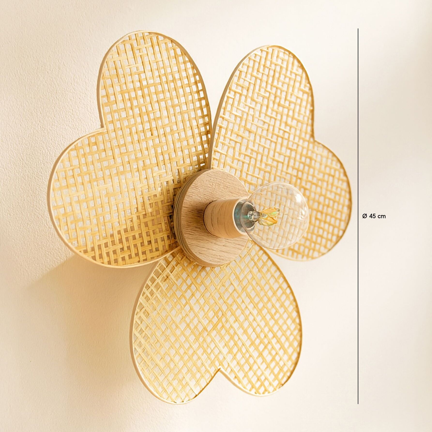 Applique murale en forme de fleur en bambou d45cm PETALI
