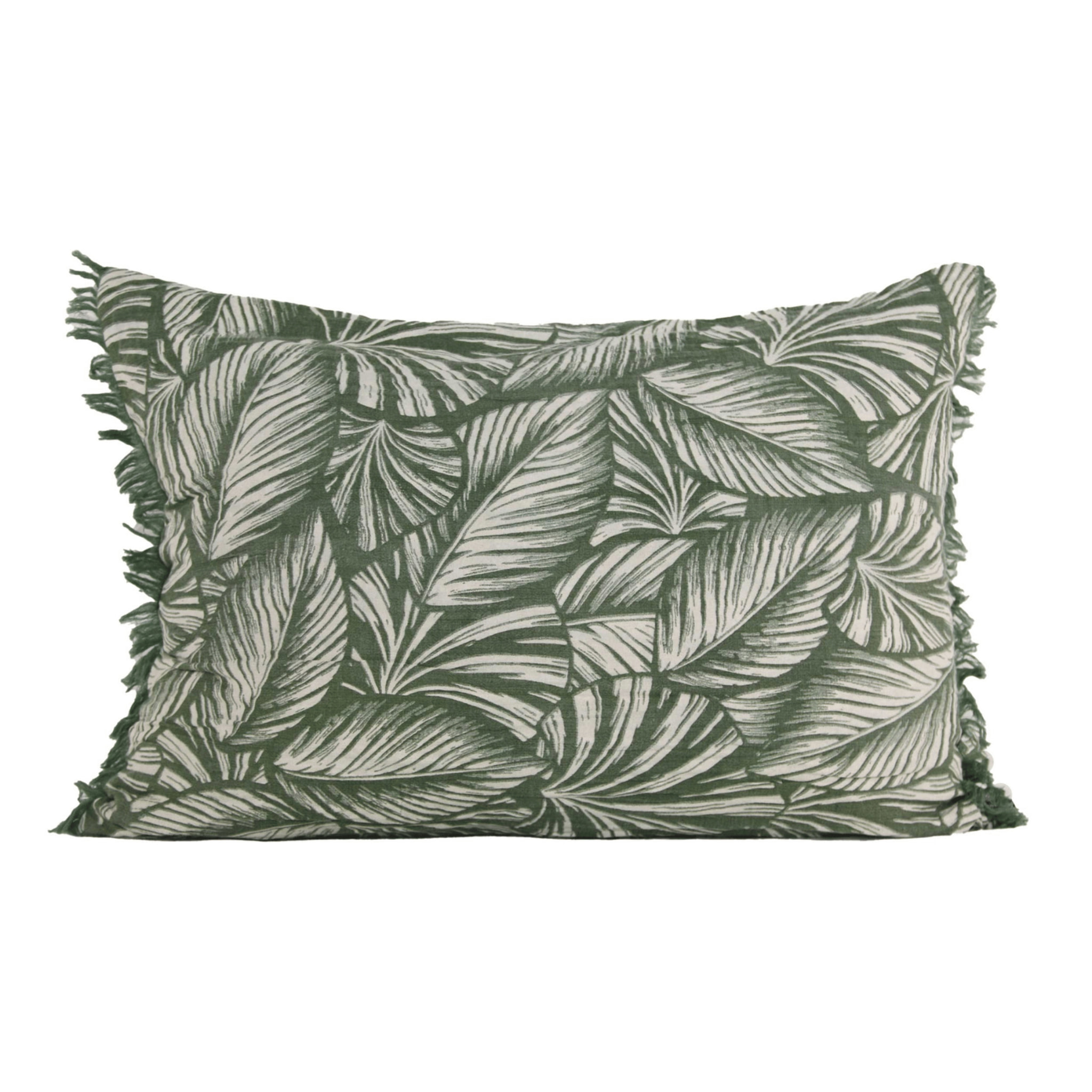 Coussin motif feuilles exotiques - Vert