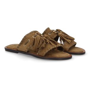 Sandalia pala mujer estilo boho con flecos