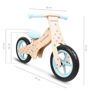 Bicicleta sin pedales BUBBLE BIKE bici infantil de madera diseño azul