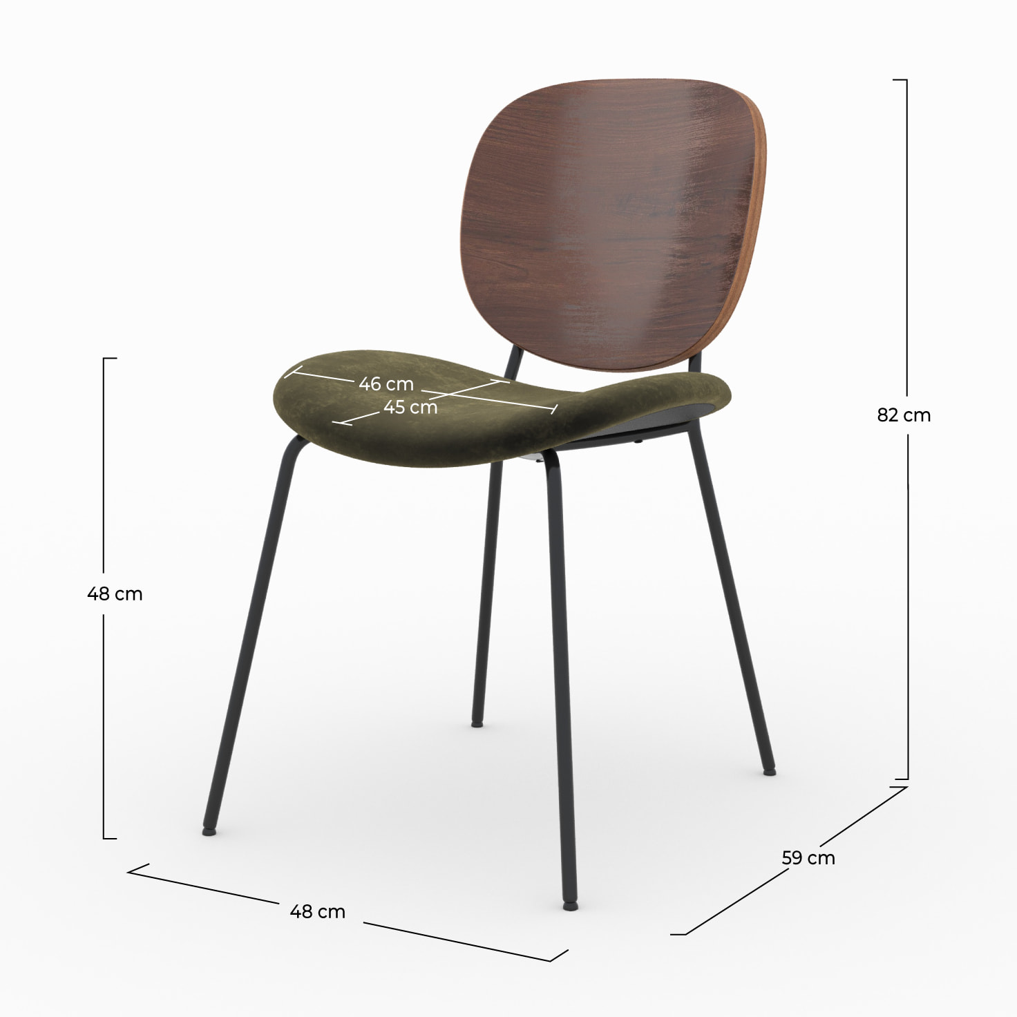 Lot de 2 chaises en velours vert kaki - Simone