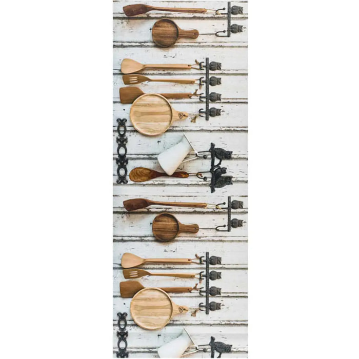 RICCI Alfombra lavable de cocina diseños con cocina rústica multicolor, varias medidas disponibles.