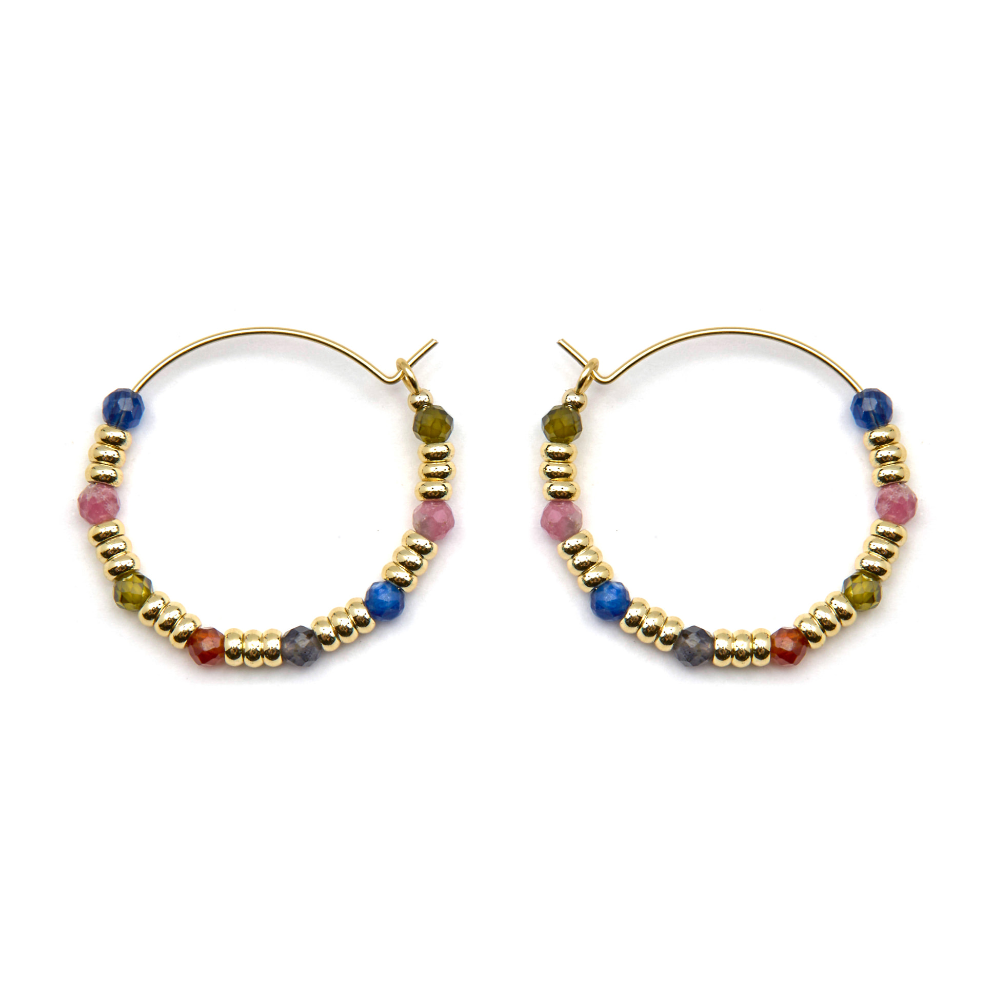 Pendientes de Aleación de Metal y Cristal Multicolor acabado en rodio