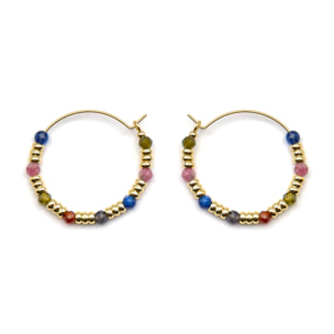 Pendientes de Aleación de Metal y Cristal Multicolor acabado en rodio
