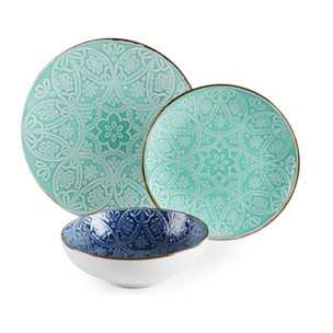 Servizio piatti 18 pezzi Excelsa – Versailles Azzurro, Stoneware Blu