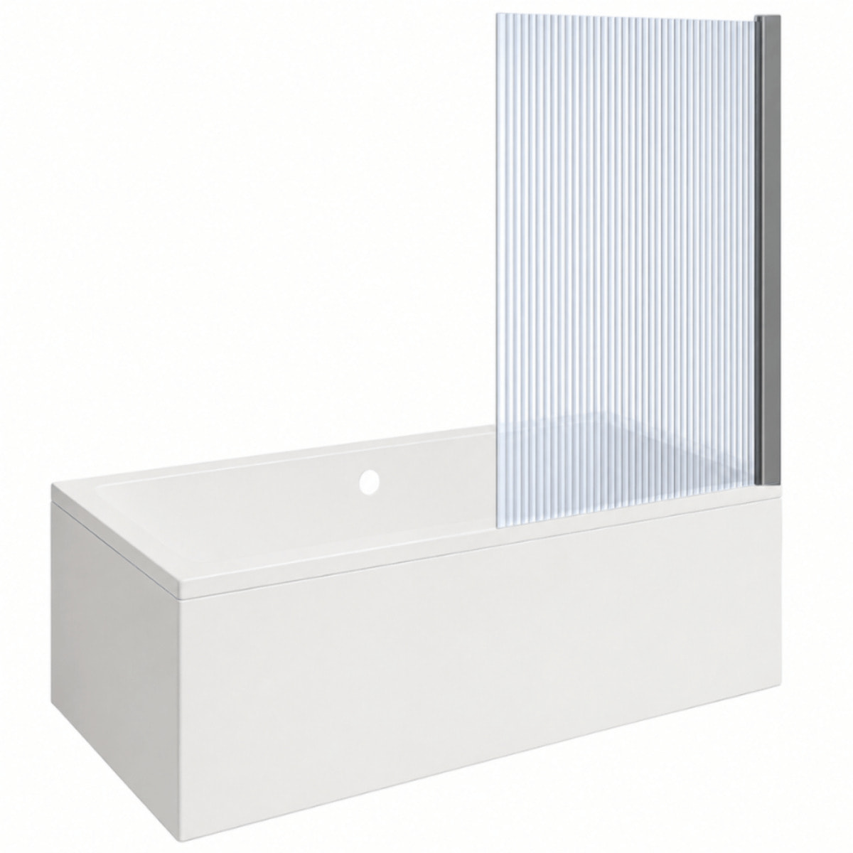 Baignoire rectangulaire Neon 180x80cm + Pare bain droit AURYS Raywall chromé profilé droite