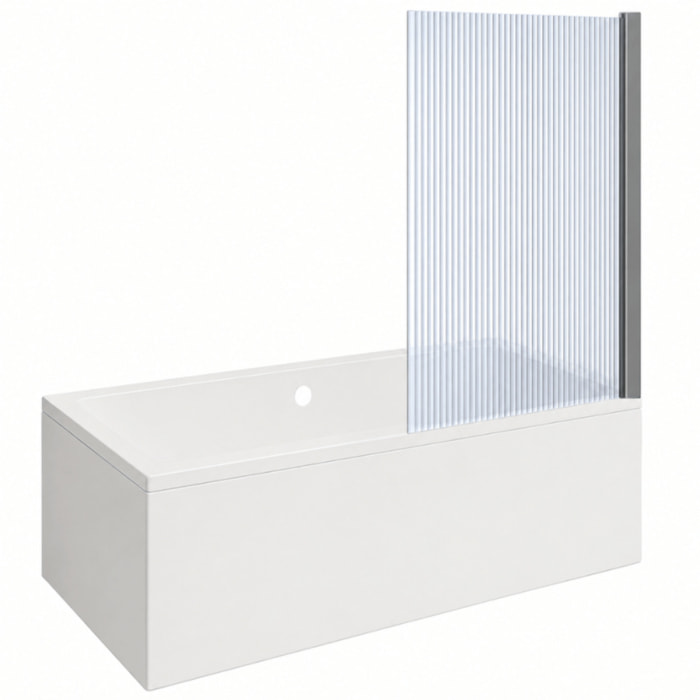 Baignoire rectangulaire Neon 180x80cm + Pare bain droit AURYS Raywall chromé profilé droite