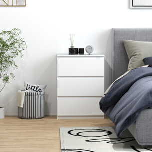 Cómoda con 3 Cajones Cómoda de Dormitorio Moderno con Diseño Anti-vuelco Cajonera para Salón Pasillo 55x34x75 cm Blanco Brillo