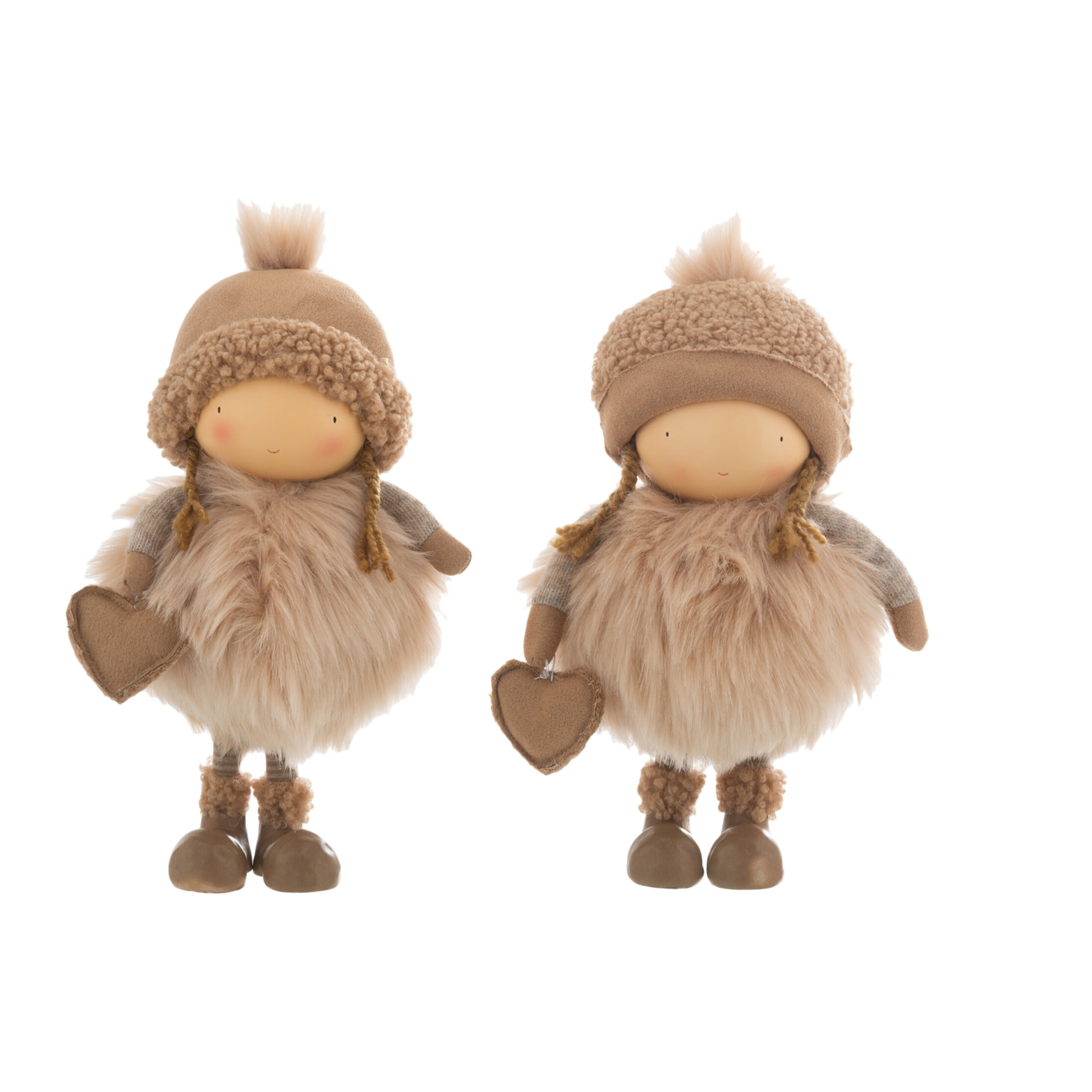 J-Line figurine Fille Hiver Coeur - polyrésine - beige - large - 2 pcs