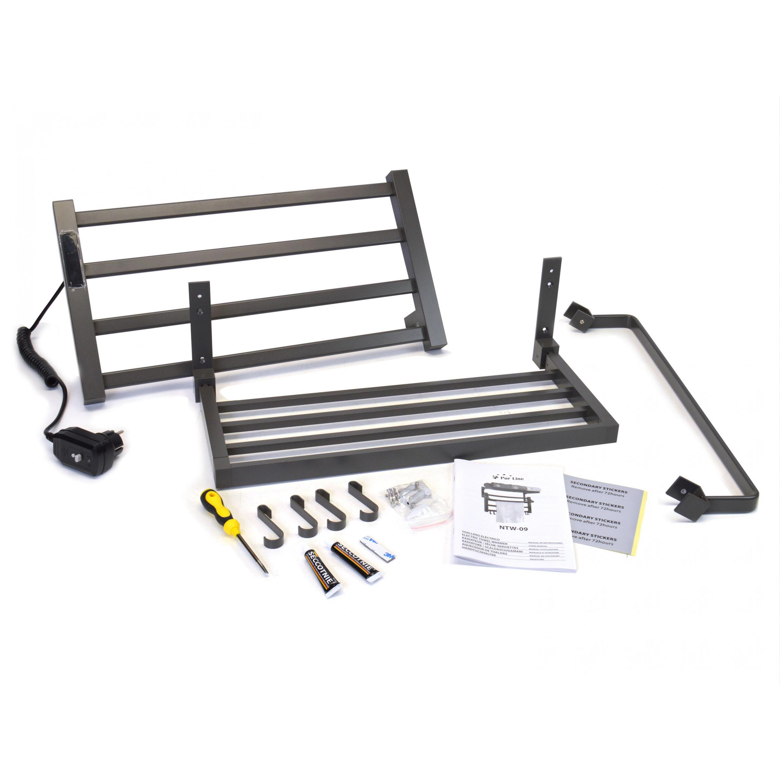 Sèche-serviettes électrique avec étagère gris anthracite 55W