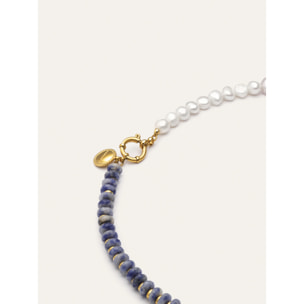 Collar Índigo Pearl Acero Baño Oro