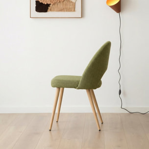 Chaise rembourrée Onna -tissu et bois-couleur vert 52 x 85 x 59 cm