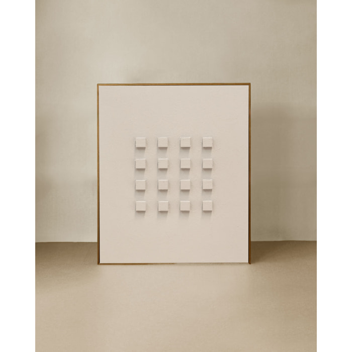 Tableau beige décoratif sur coton avec cadre en bois peint à la main à la peinture à l'huile en différentes tailles