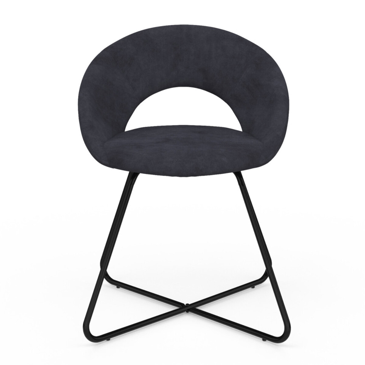 Chaises Malone en velours - Gris foncé / pied noir