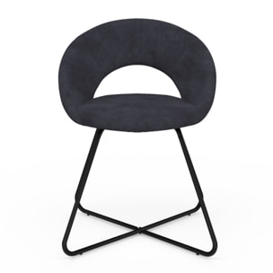 Chaises Malone en velours - Gris foncé / pied noir