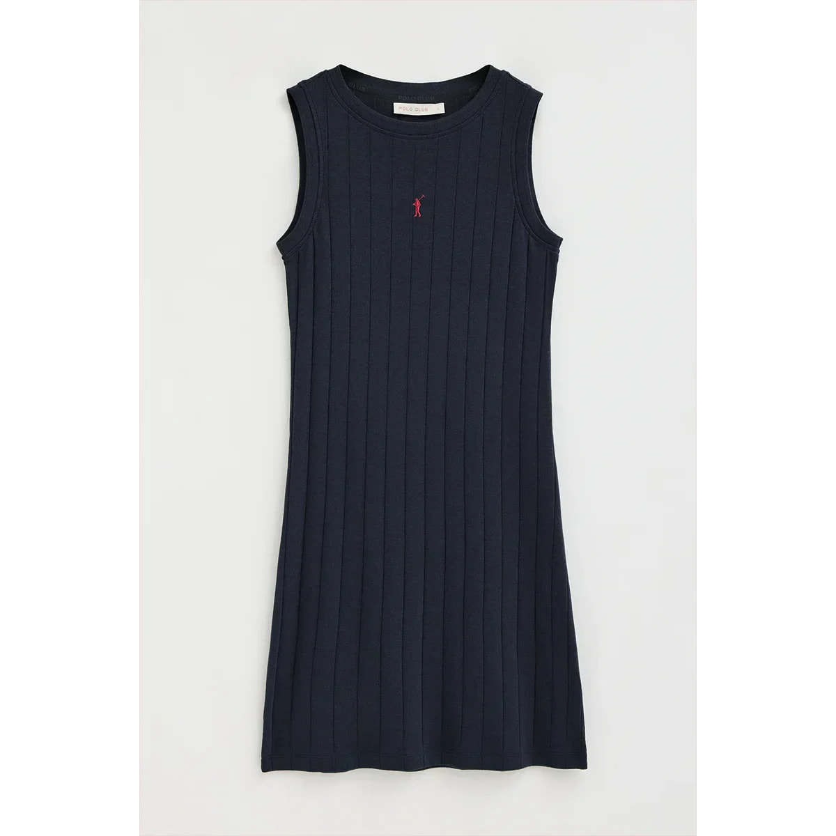 Vestido corto azul marino de canalé con logo Rigby Go