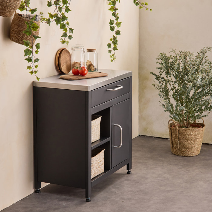 Module de cuisine extérieure acier 1 tiroir 1 porte L80cm GRIMAUD