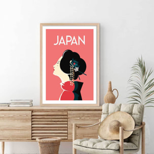 Affiche voyage Japon et tradition Affiche + cadre en bois - Chêne