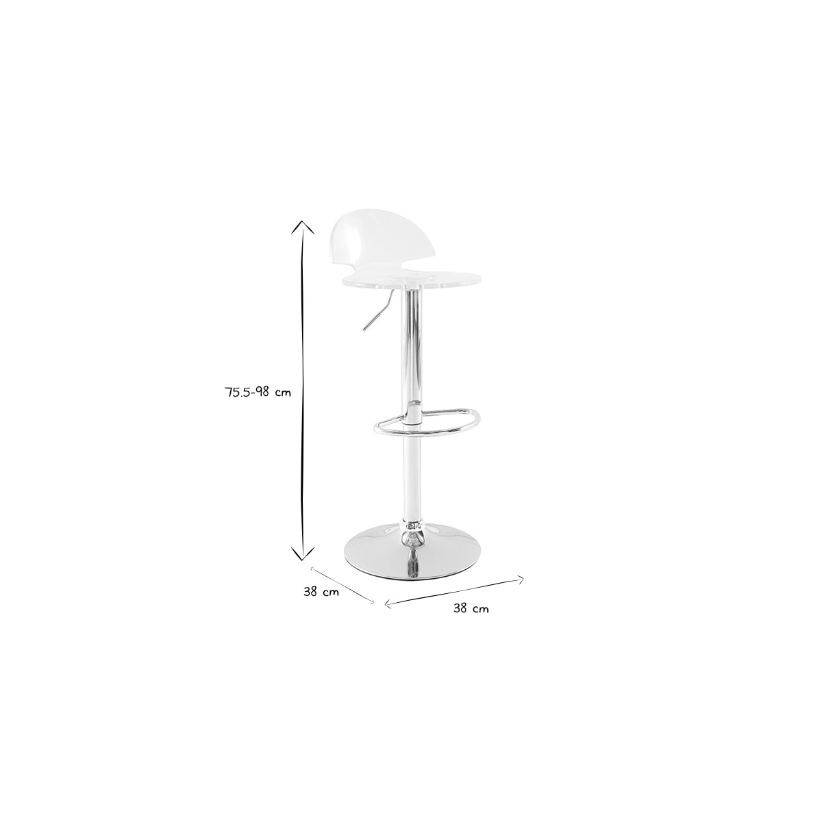 Tabourets de bar design plexiglas transparent (lot de 2) ORION