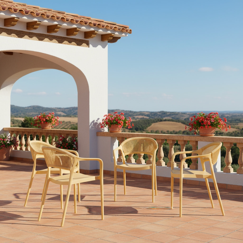 Chaise de jardin empilable avec effet corde (lot de 4) JOVIA