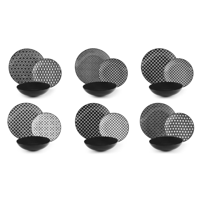 Service de table 18 pièces Excelsa – Monochrome, Porcelaine Multicolore