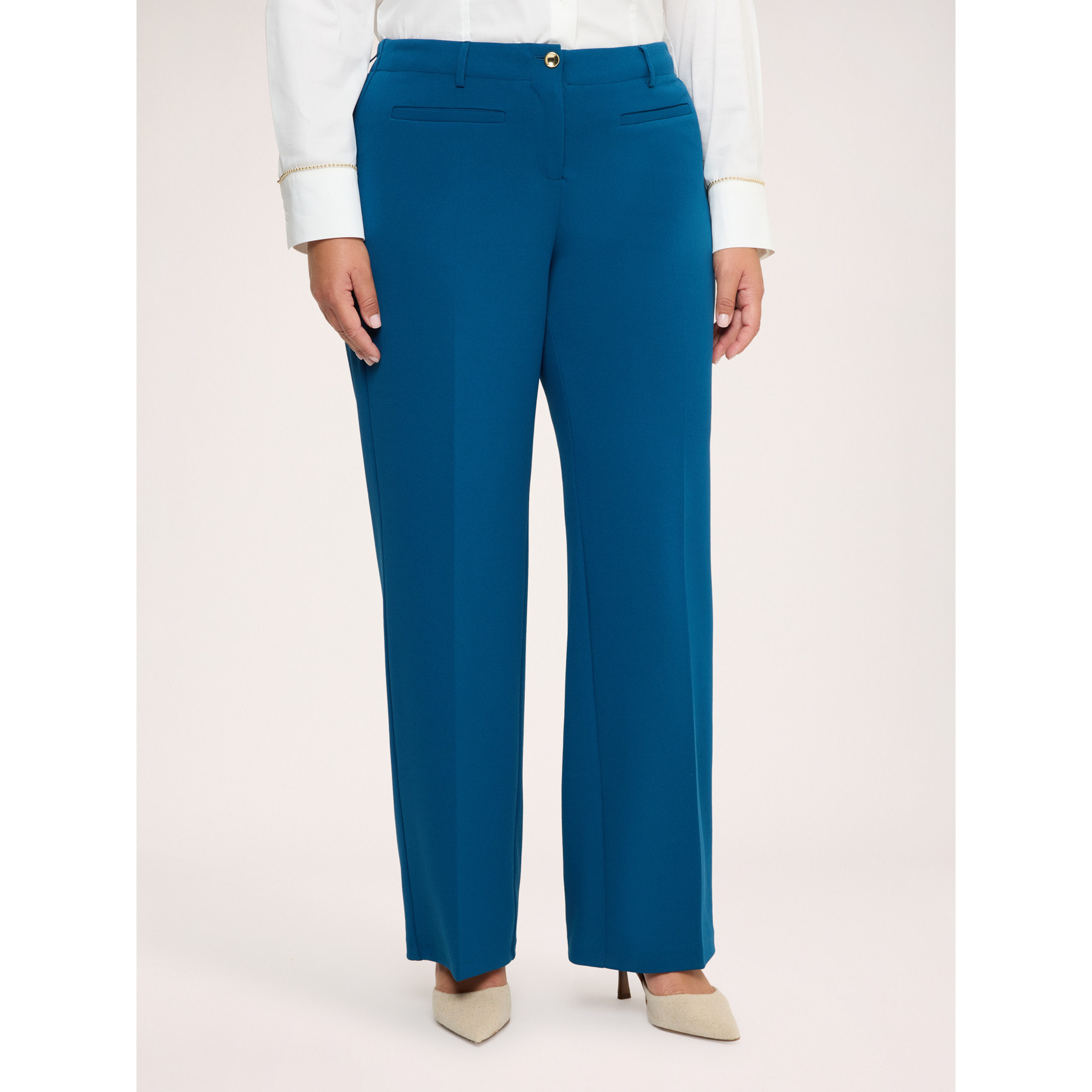 Fiorella Rubino - Pantalones Wide Leg en tejido stretch - Petrol Blue